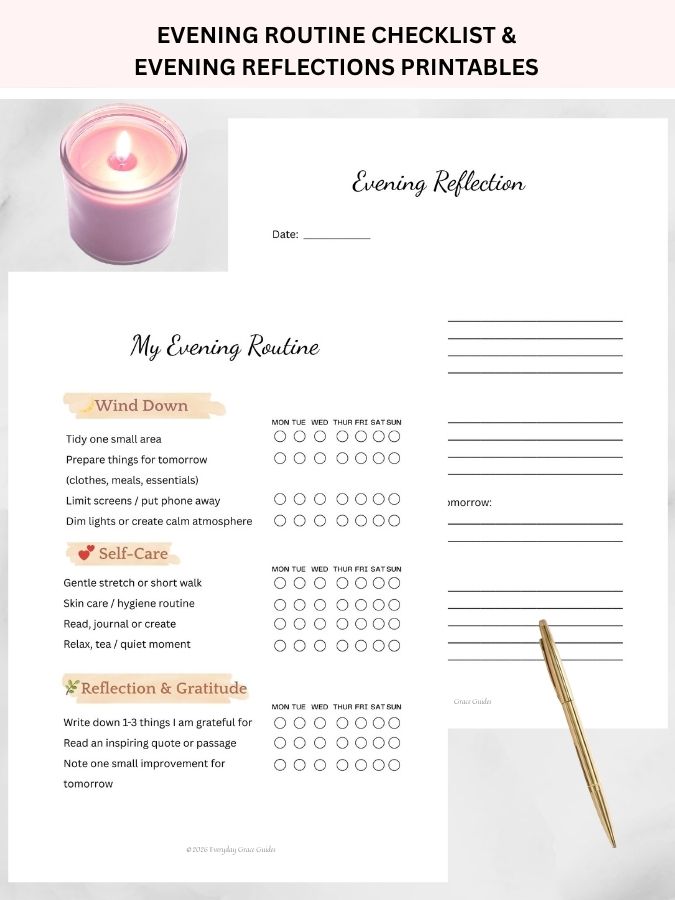 Evening Routine Checklist and Reflection