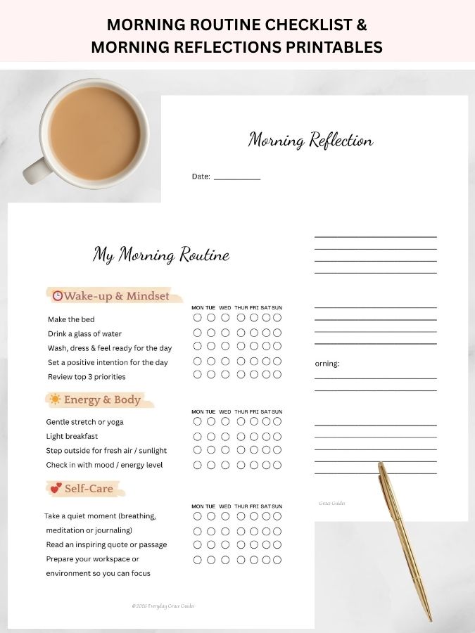 Morning Routine Checklist and Reflection Printable