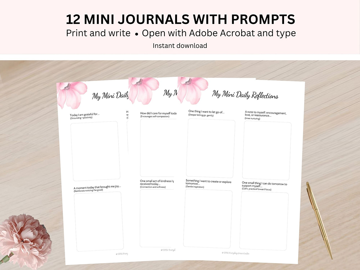 Floral Mini Journals With Prompts Printables