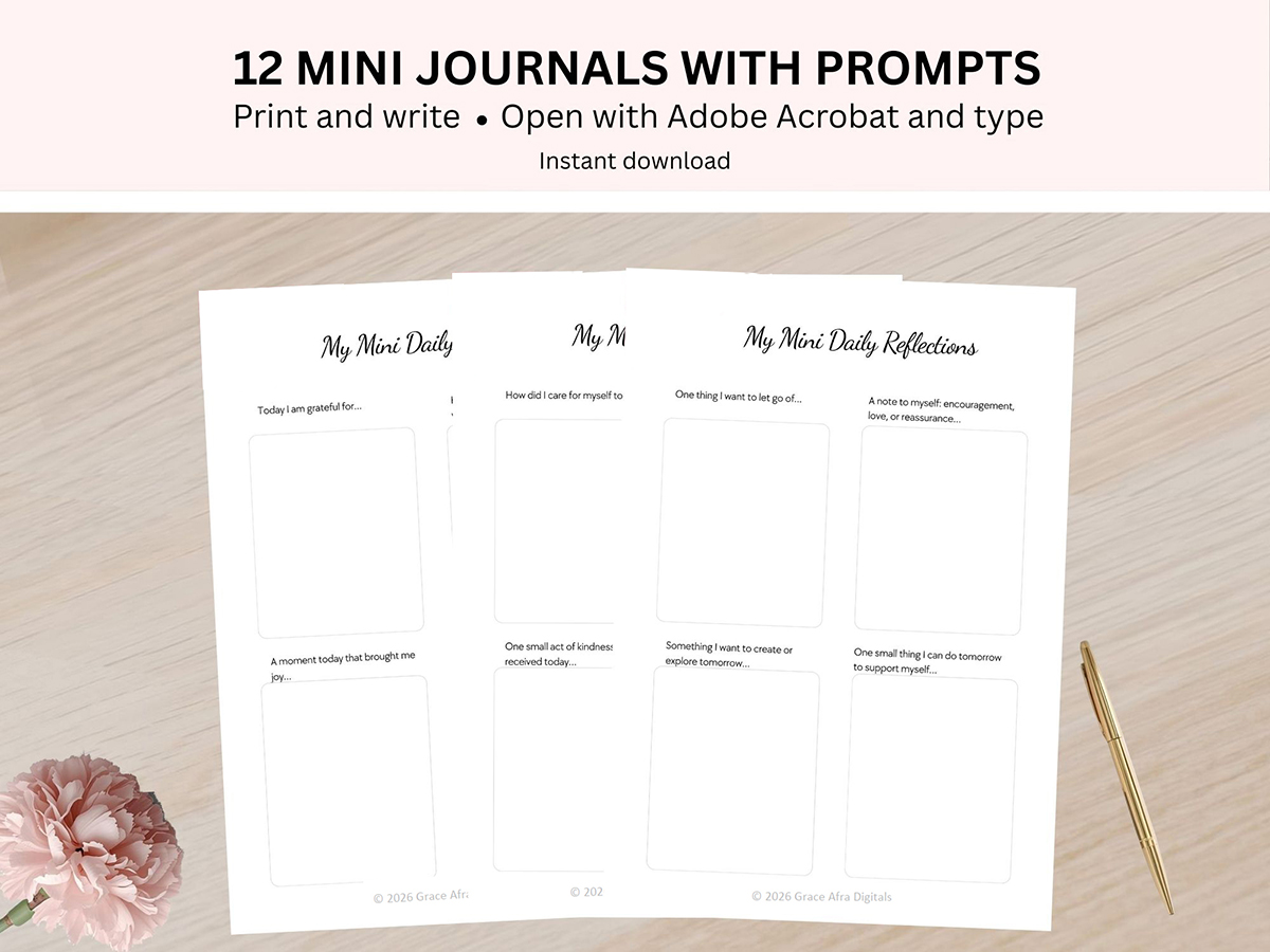 12 Mini Journals With Prompts Printables