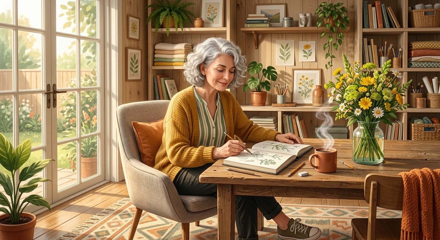 Creative Rest - A woman sketching at a desk