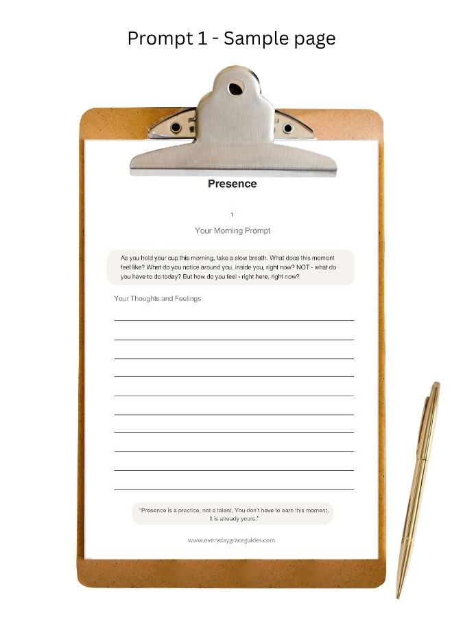 Morning Tea Reflections Printable Journal - For Midlife Women. With lines for answers.