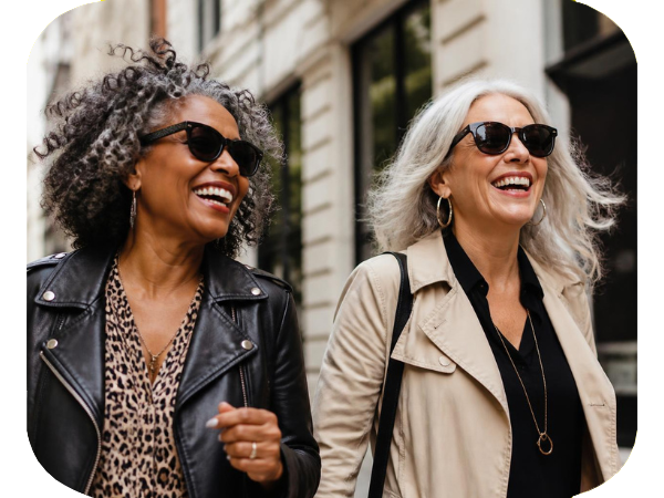 2 Vibrant midlife women in their 60s and in the prime of their life.