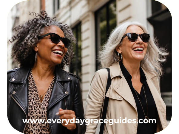 2 Vibrant midlife women in their 60s in the prime of their life.